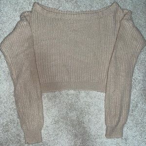 Missguided Off the Shoulder Tan Sweater - Size S/M